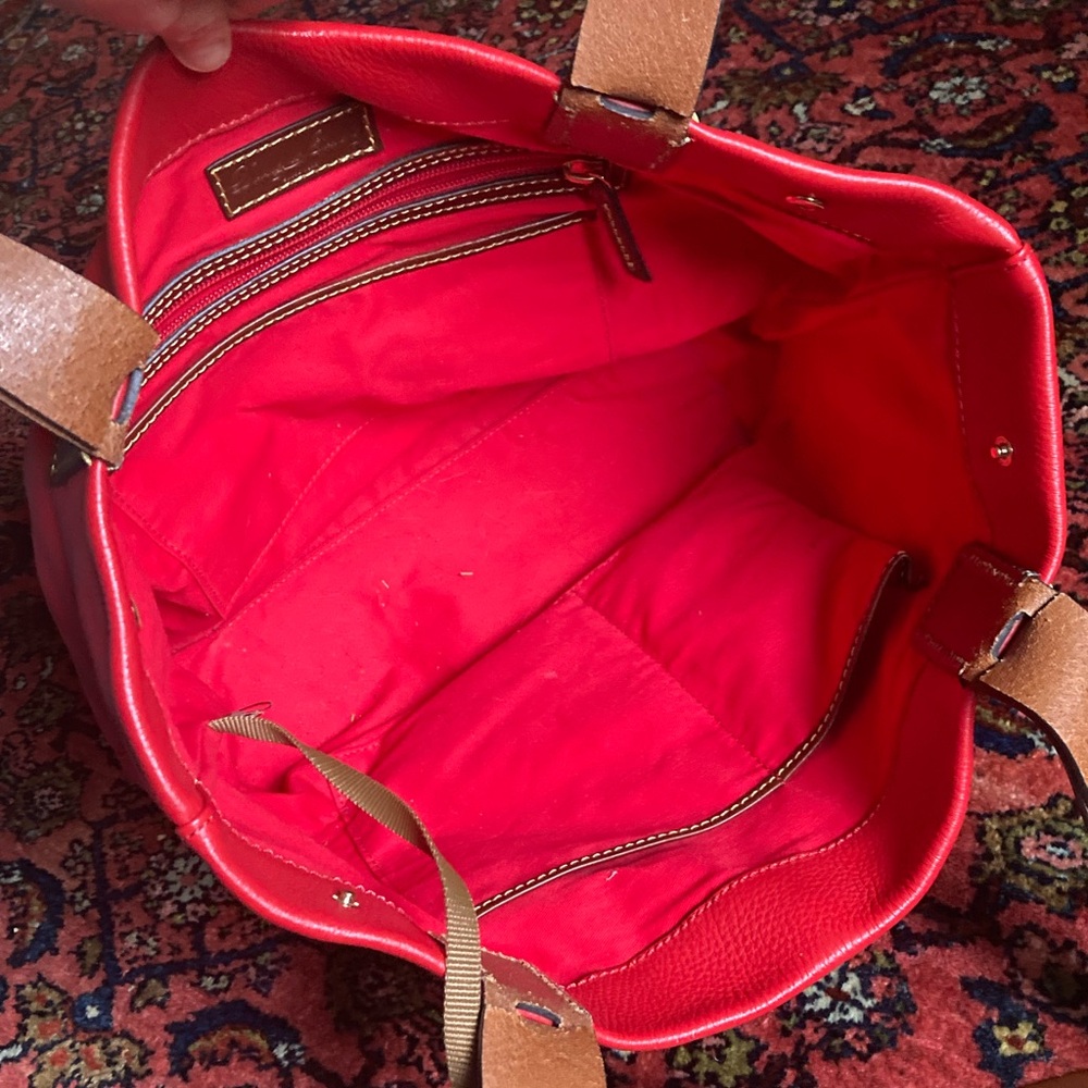 Dooney & Bourke Red Leather Tote Bag - Picture 9 of 12